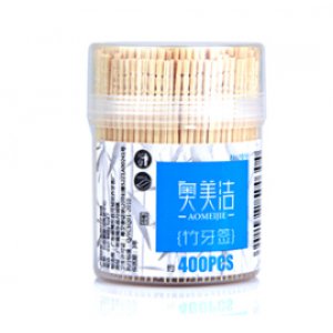 奥美洁 竹牙签400支筒...