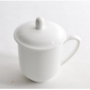 茶杯 瓷白带盖